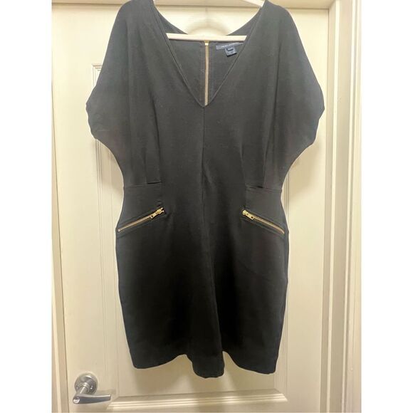 French Connection Black Mini Dress with Zippers Size 10